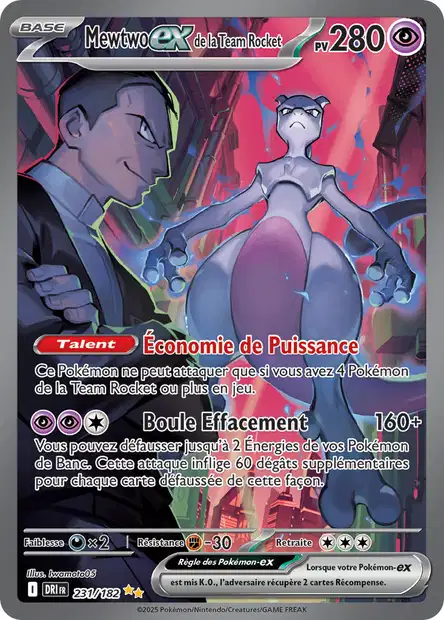 Carte alternative de Rivalités Destinées Mewtwo ex de la Team Rocket - 231/182