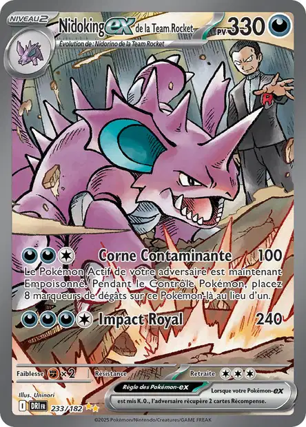 Carte alternative de Rivalités Destinées Nidoking ex de la Team Rocket 233/182