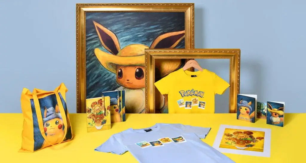 Sélection de produits de la collaboration du musée Van Gogh et Pokémon